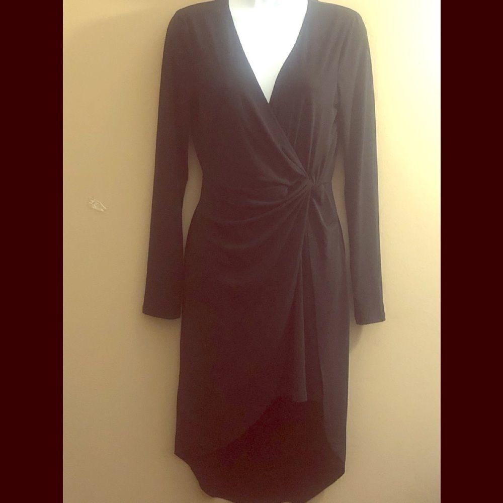 BCBGeneration black faux wrap dress in jersey
